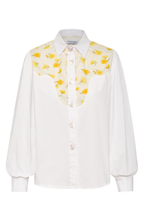 The Lulo Project Alamo Floral Panel Shirt In Yellow