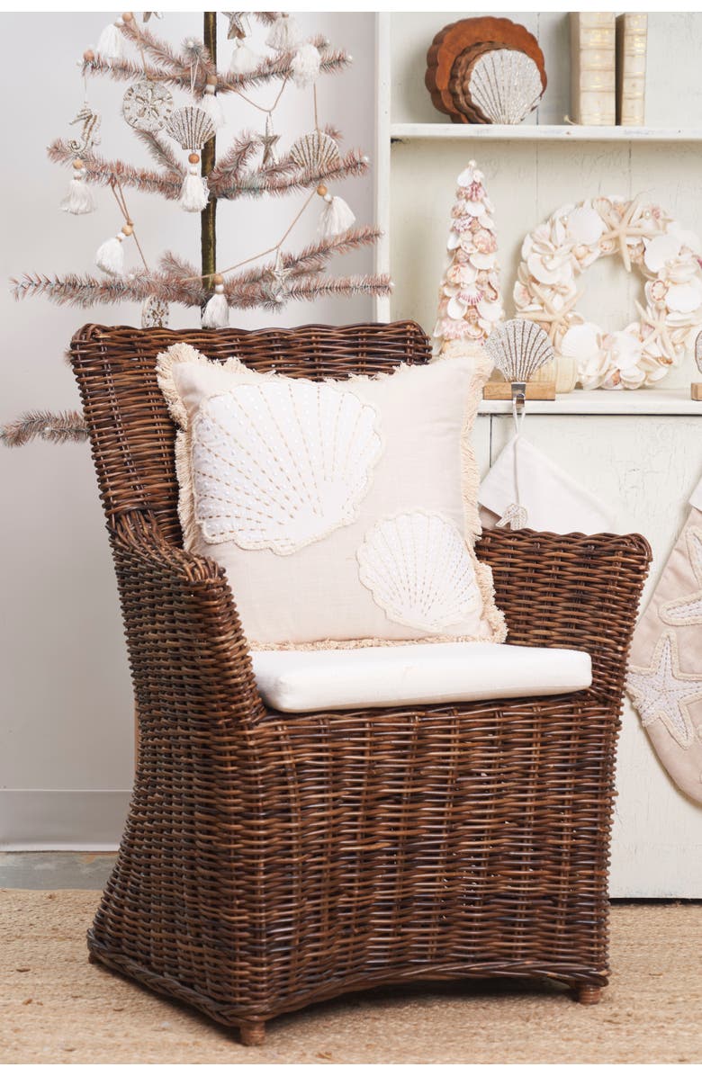 C&F Home Gold Coast Scallop Shells Throw Pillow, 18" x 18", Alternate, color, Beige