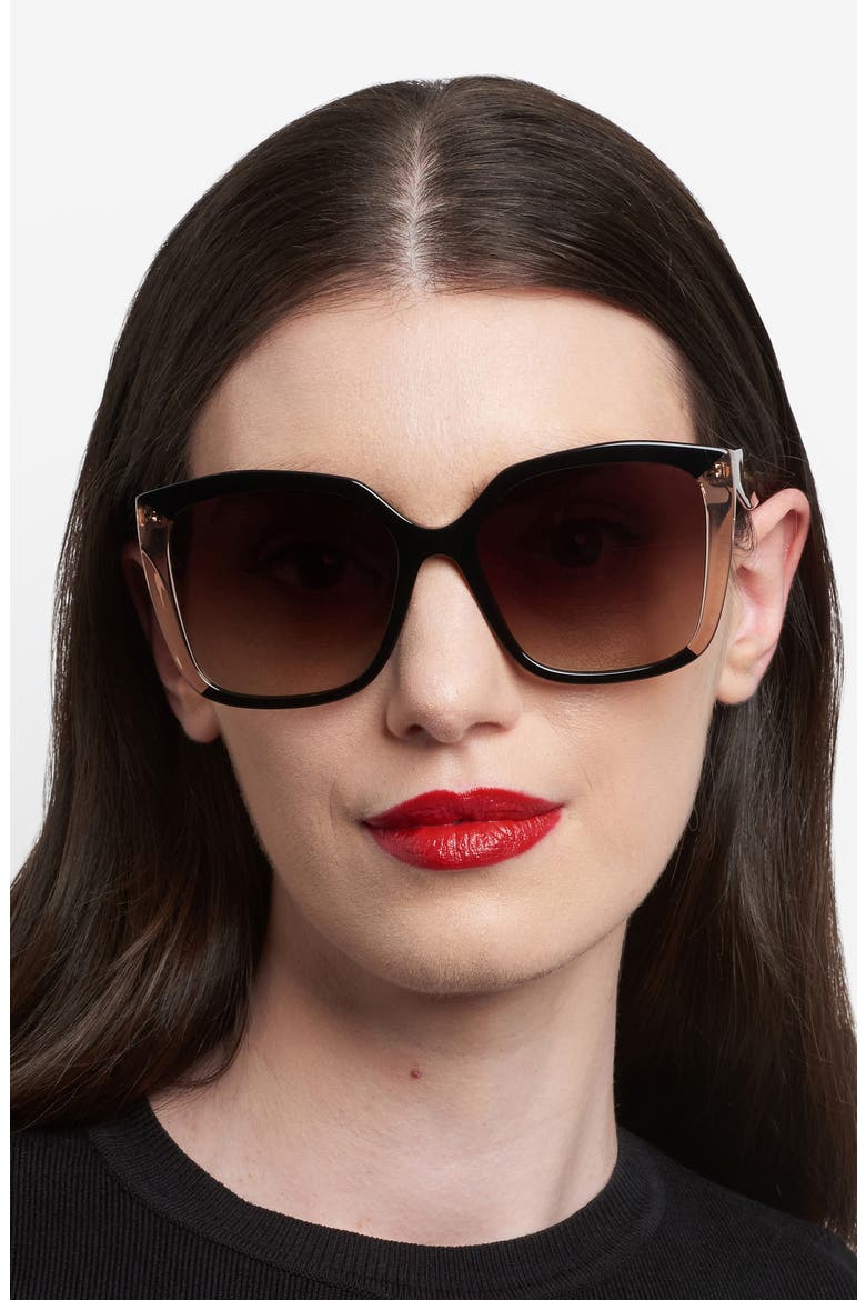 Her 57mm Gradient Square Geometric Sunglasses, Alternate, color, BLACK NUDE/ BROWN SF