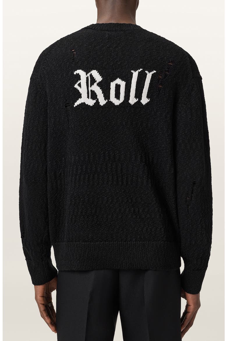 Drum Roll Intarsia Cotton Crewneck Sweater, Alternate, color, BLACK/ CHALK WHITE