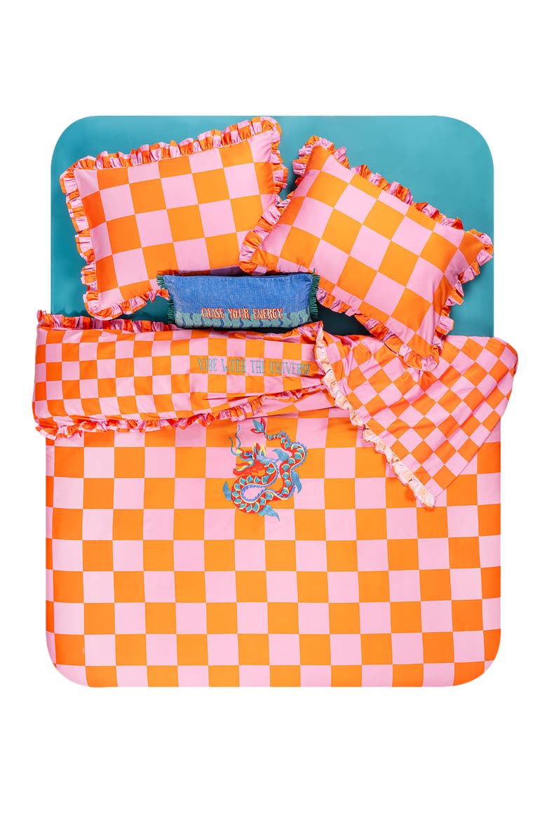 Lahor Bold Printed Cotton Sateen King Duvet Cover Set, Alternate, color, Orange