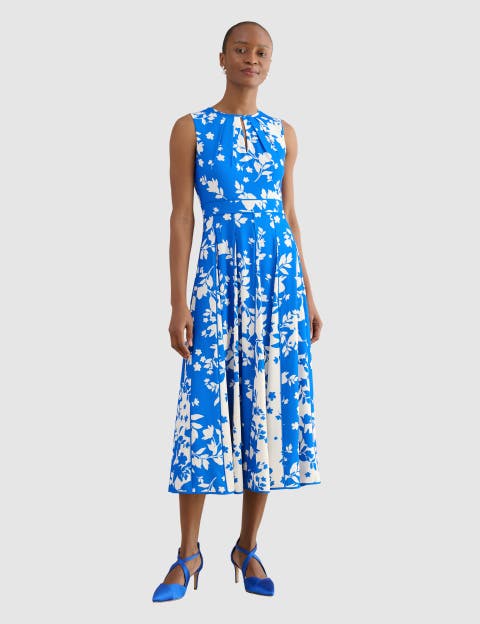 Angelica Pleated Fit-Flare Midi Dress