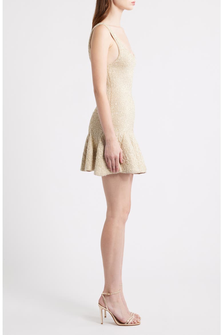 Sarajane Metallic Flounce Hem Minidress, Alternate, color, HONEY GOLD