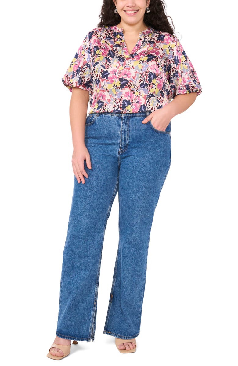 Vince Camuto Floral Print Puff Sleeve Top, Alternate, color,