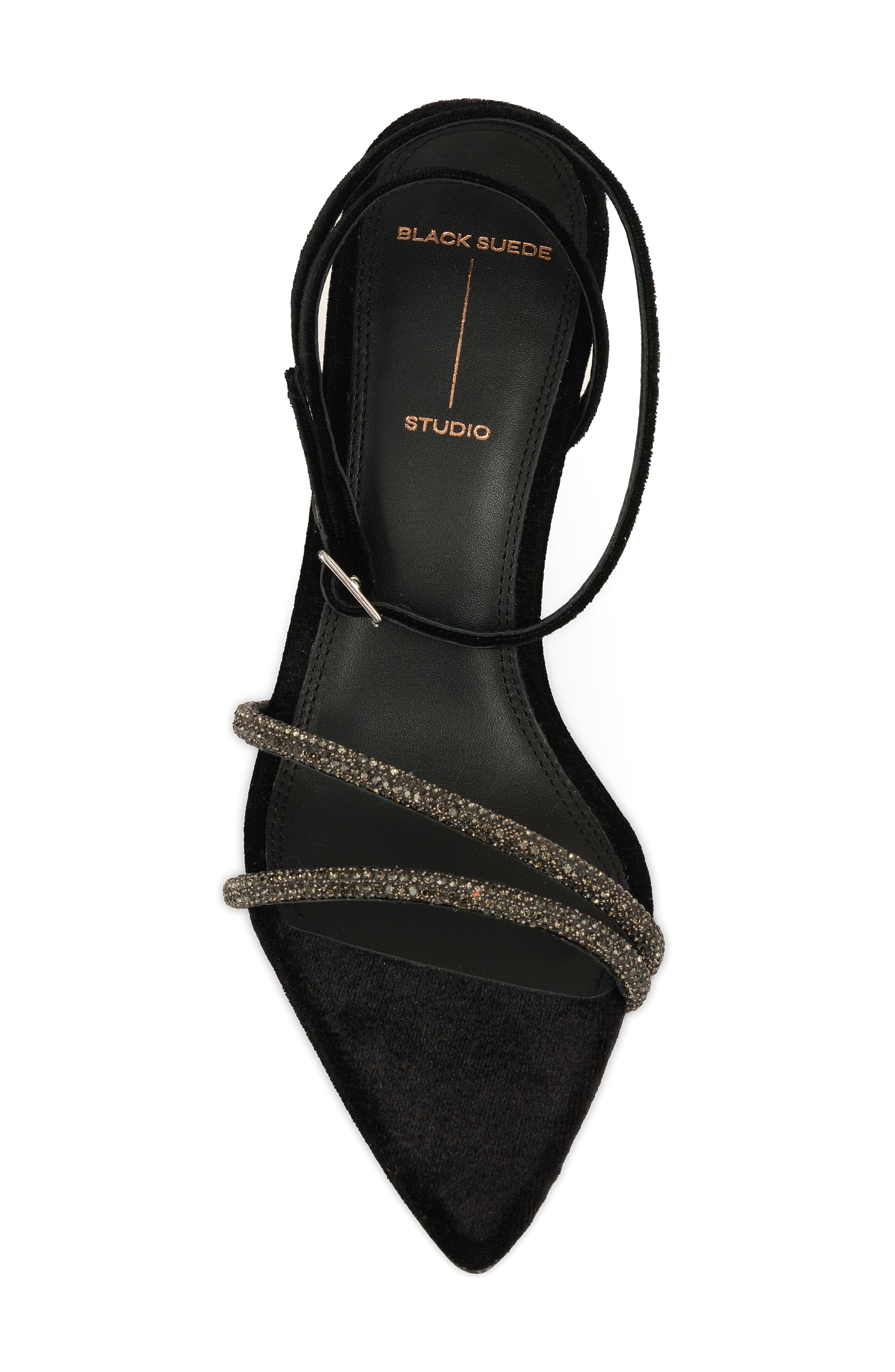 Ace Ankle Strap Pointed Toe Sandal, Alternate, color, BLACK VELVET