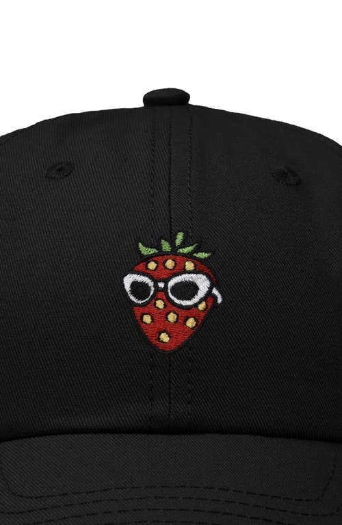 Dalix Strawberry Embroidered Casual Cap In Black