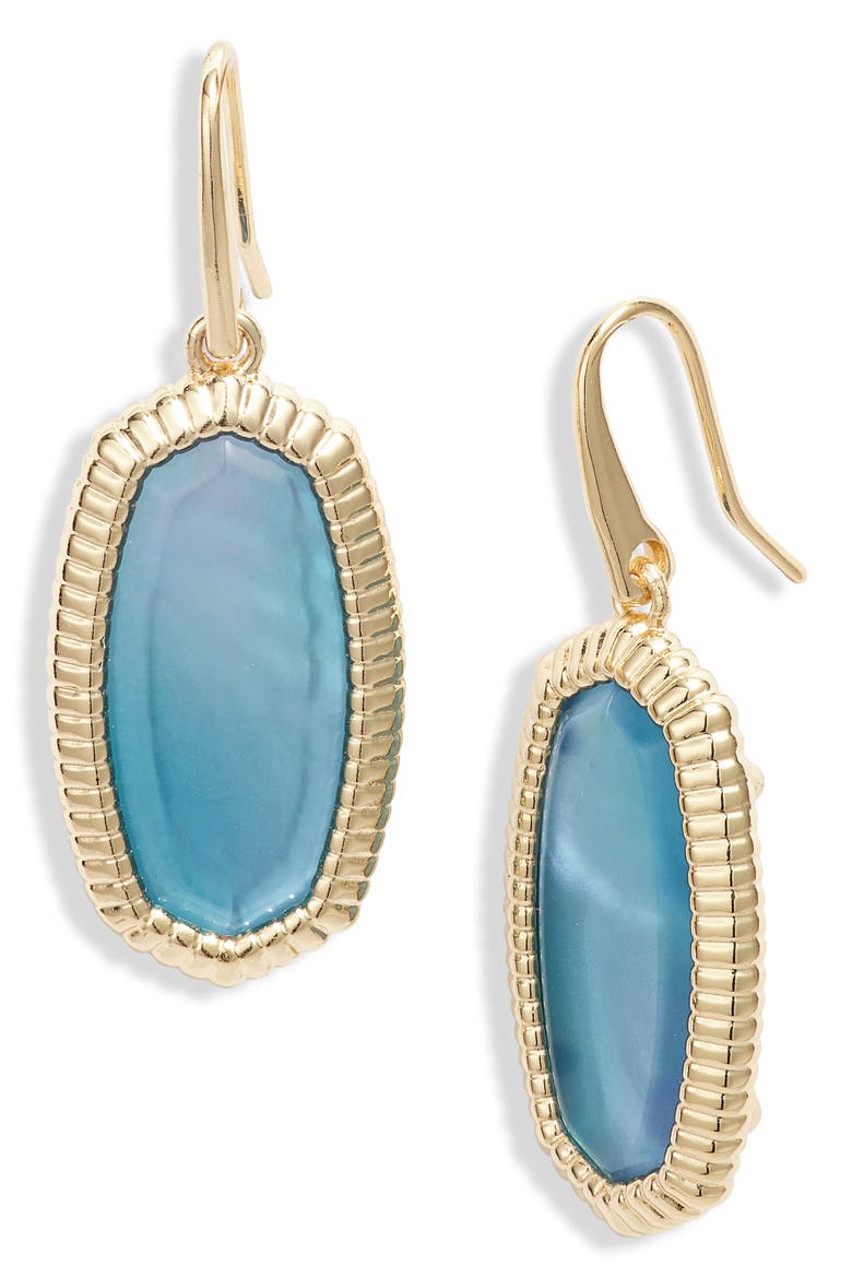 Dani Ridge Frame Drop Earrings, Main, color, GOLD/ INDIGO WATERCOLOR