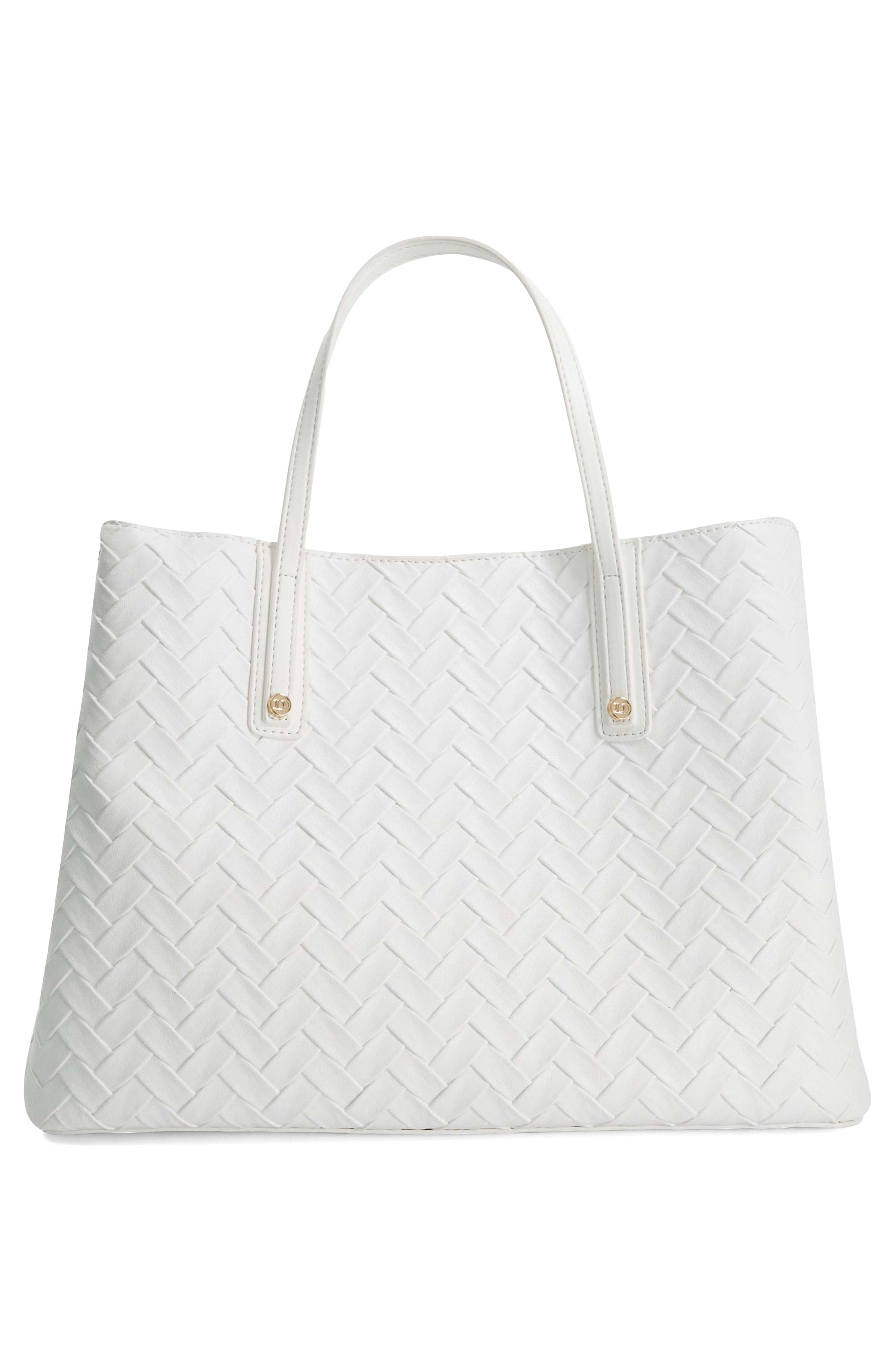 Dorrie Faux Leather Tote, Alternate, color, WHITE