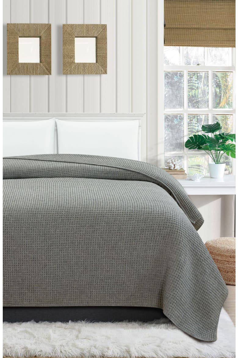 Merino Wool Waffle Knit Blanket, Alternate, color, LIGHT GREY