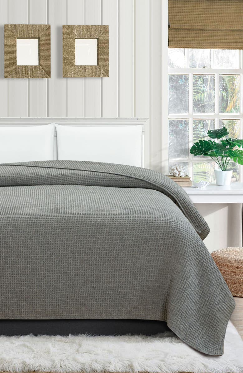 MELANGE HOME Merino Wool Waffle Knit Blanket, Alternate, color, Light Grey