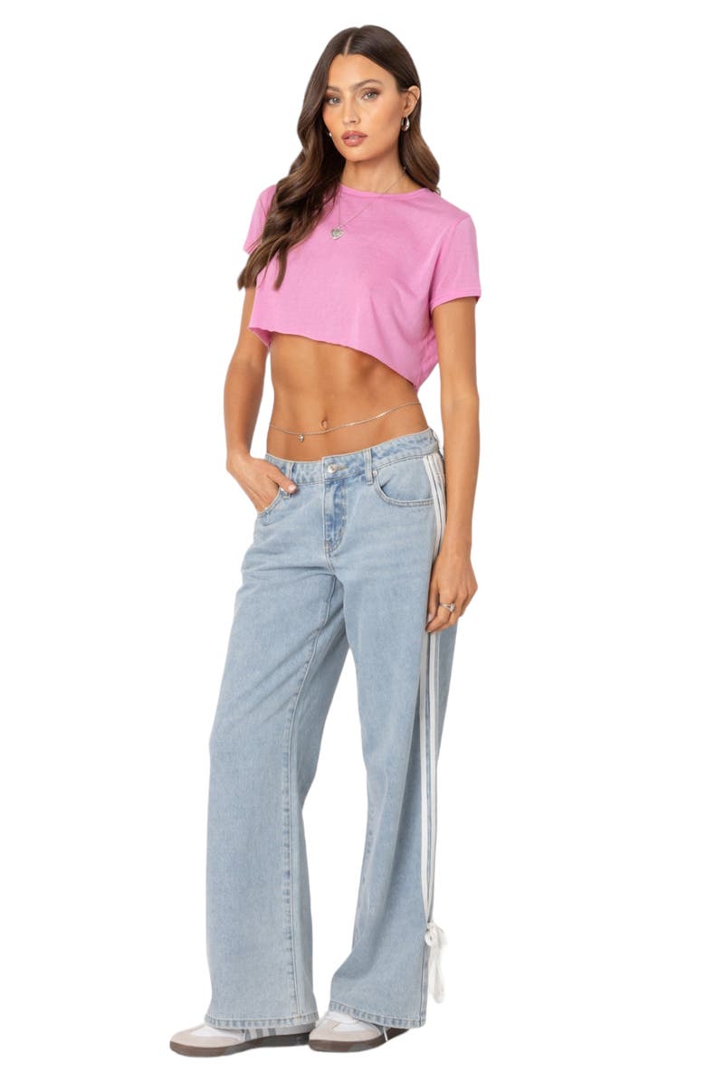 EDIKTED Seville Burnout Crop T-Shirt, Alternate, color, Pink