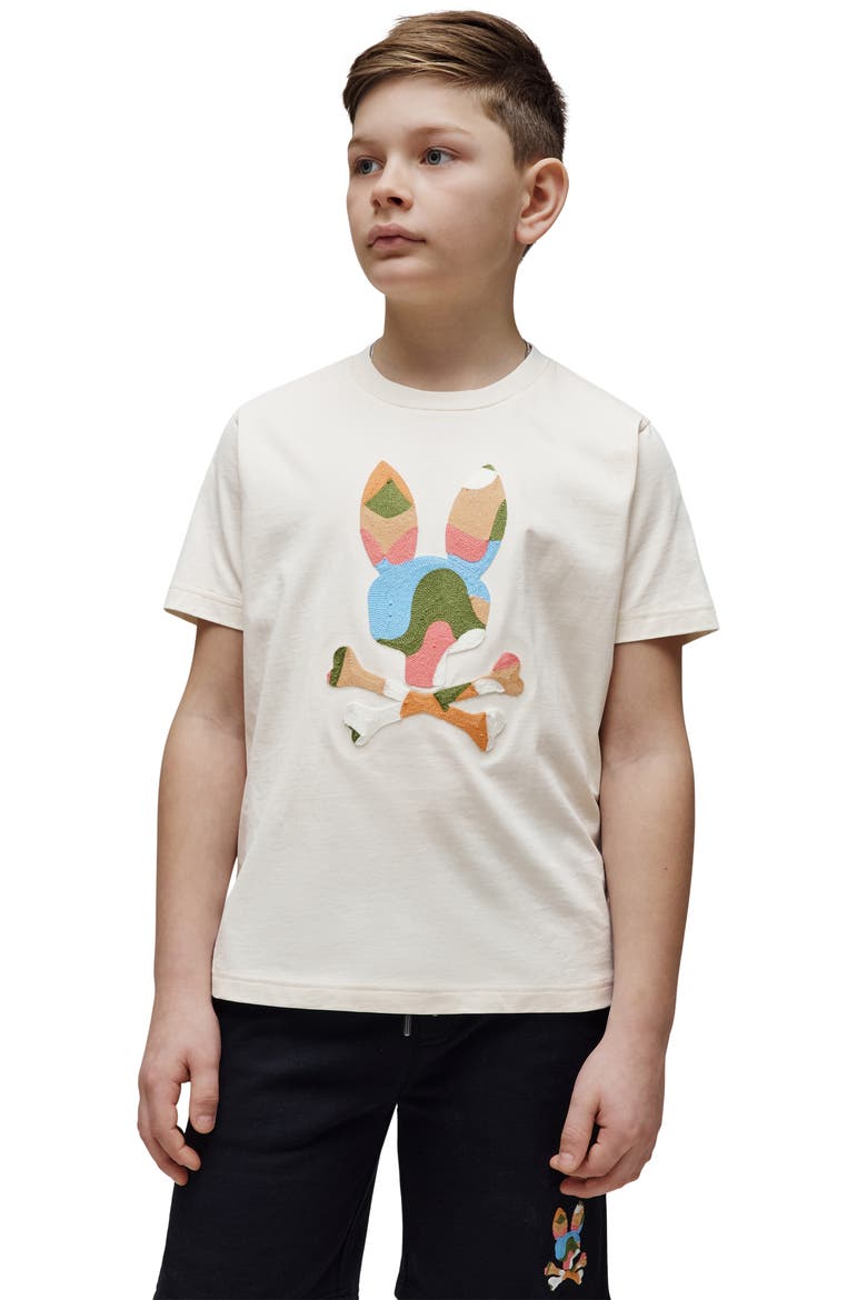 Kids' Ara Bunny Patch Cotton T-Shirt, Alternate, color, PRISTINE