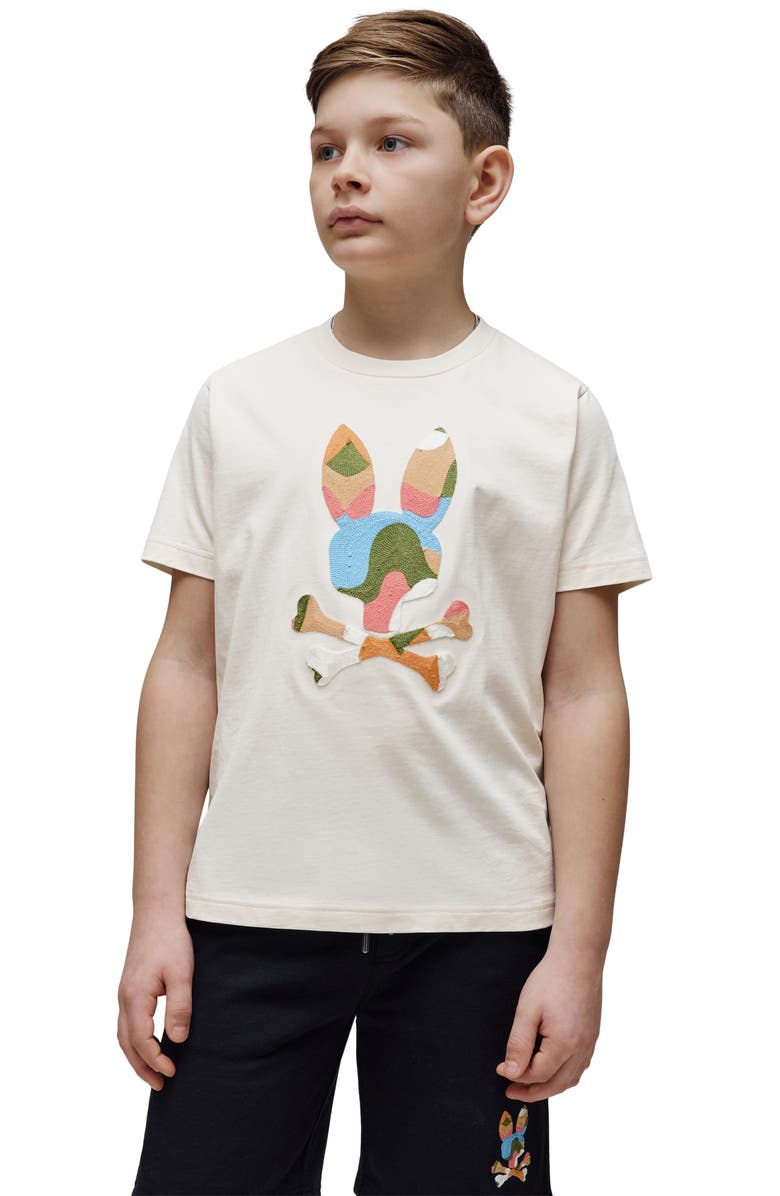 Psycho Bunny Kids' Ara Bunny Patch Cotton T-Shirt, Alternate, color, Pristine