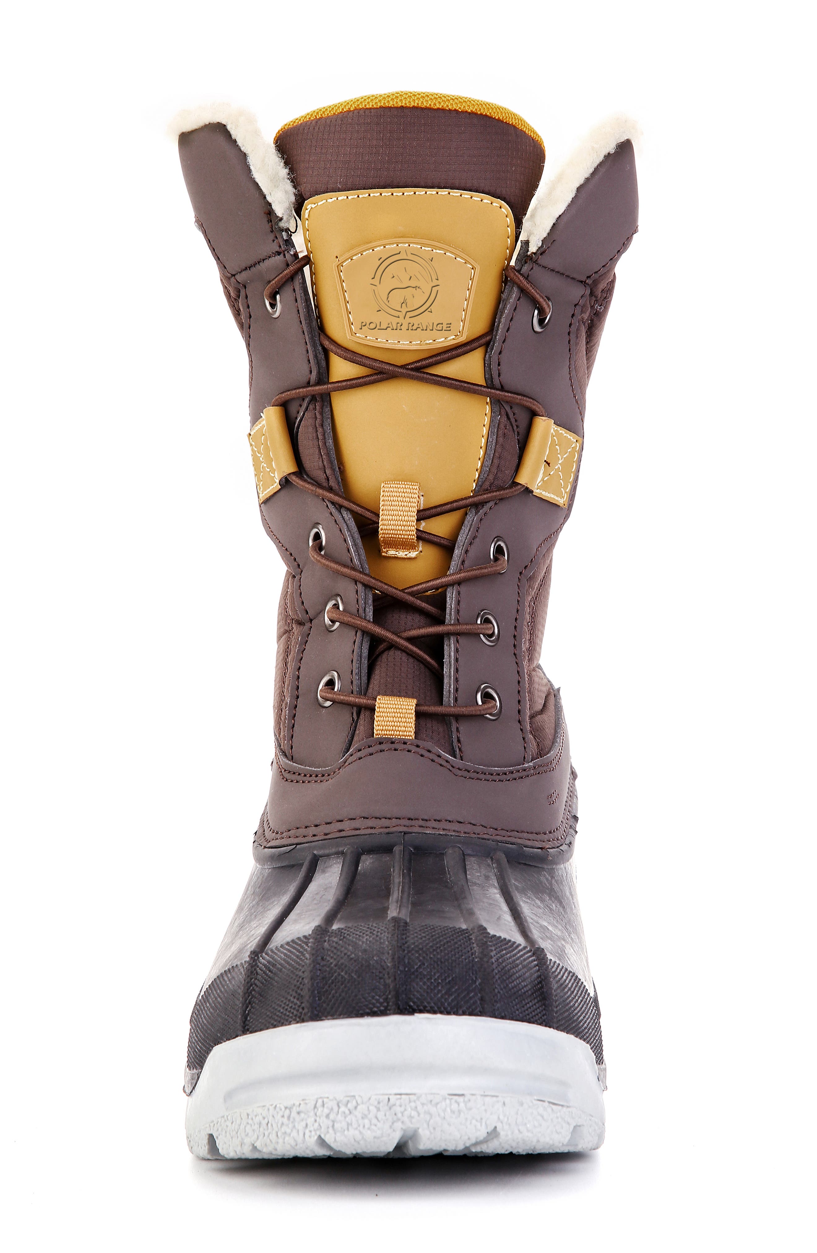 POLAR RANGE Arctic Waterproof Faux-Fur Lined Duck Toe Snow Boot, Alternate, color, Brown