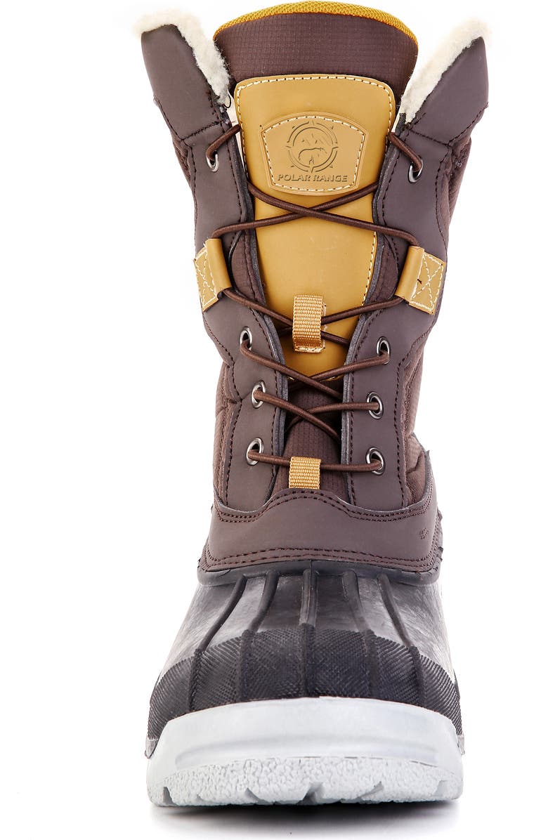 POLAR RANGE Arctic Waterproof Faux-Fur Lined Duck Toe Snow Boot, Alternate, color, Brown