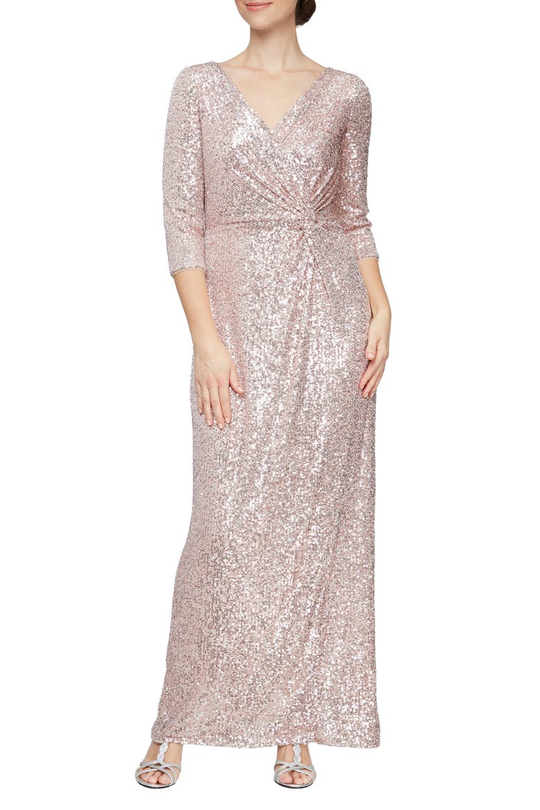 Sequin Column Gown, Main, color, BLUSH