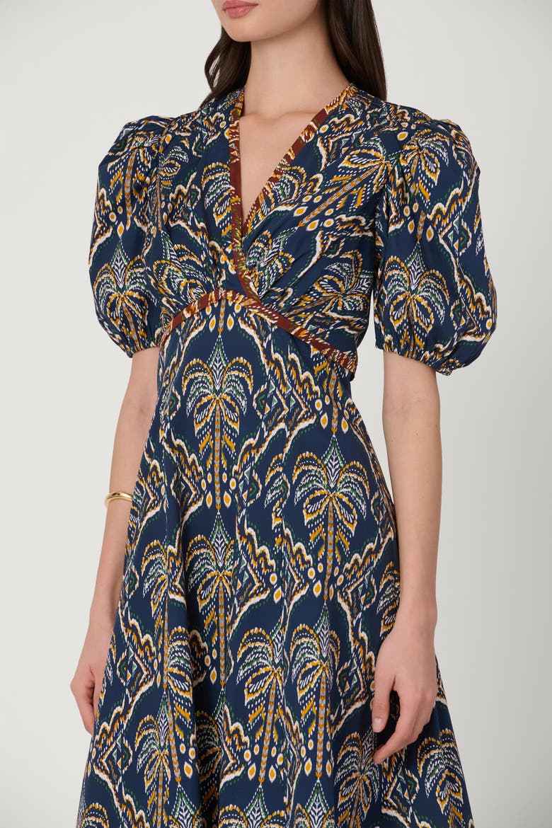 Balinese Palm Print Gemma Dress, Alternate, color, Navy Multi