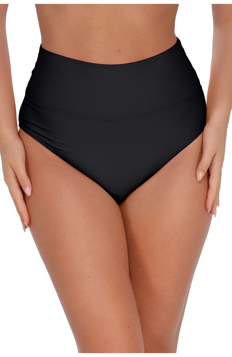 Sunsets Arlene High Waist Bikini Swim Bottoms with Tummy Control, Alternate, color, Black