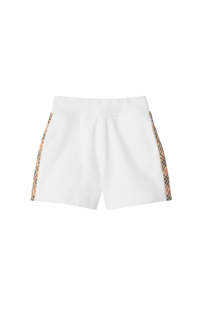 Burberry Check Trim Cotton Shorts, Main, color, White