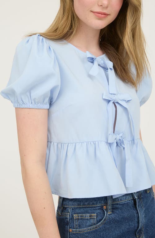 BLU PEPPER BLU PEPPER BOW EMBELLISHED PEPLUM TOP