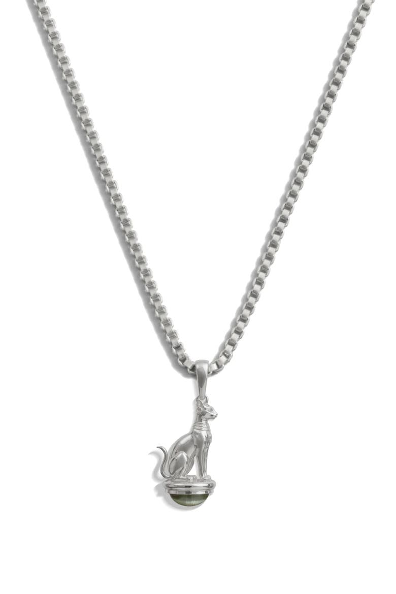 Sacred Cat Cabochon Necklace, Main, color, 925 STERLING SILVER