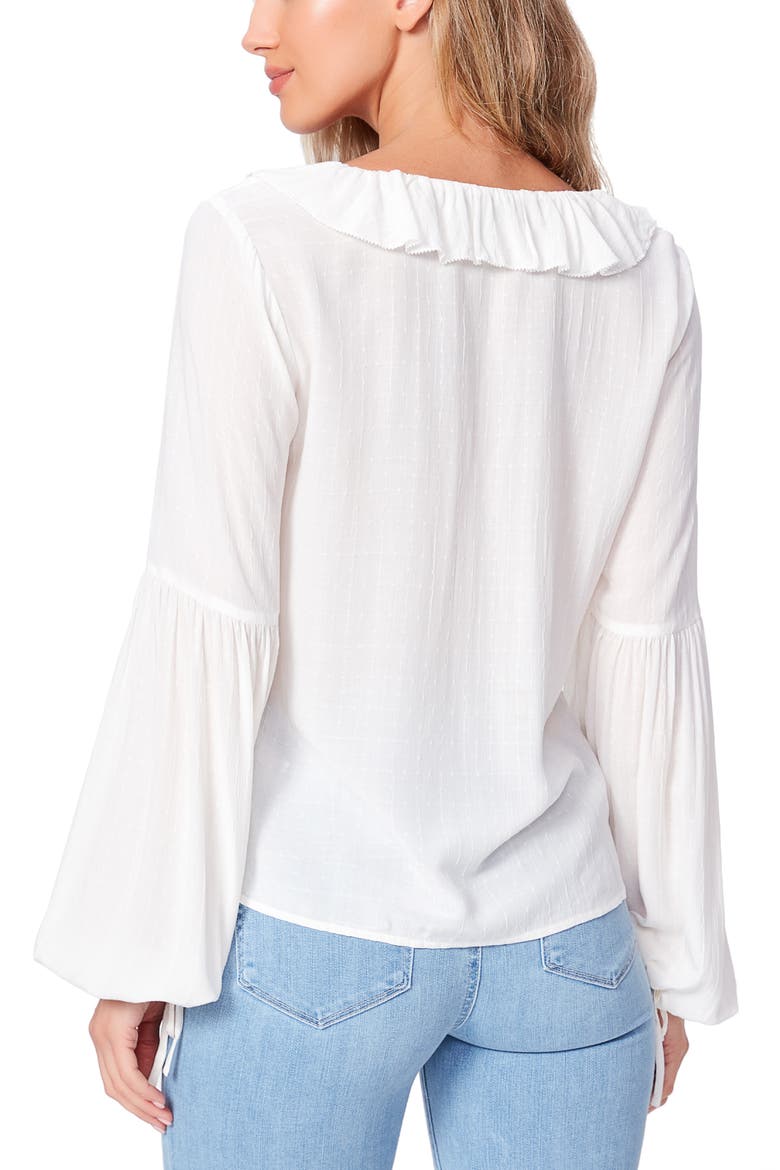 Luciano Ruffle Trim Blouse, Alternate, color, WHITE