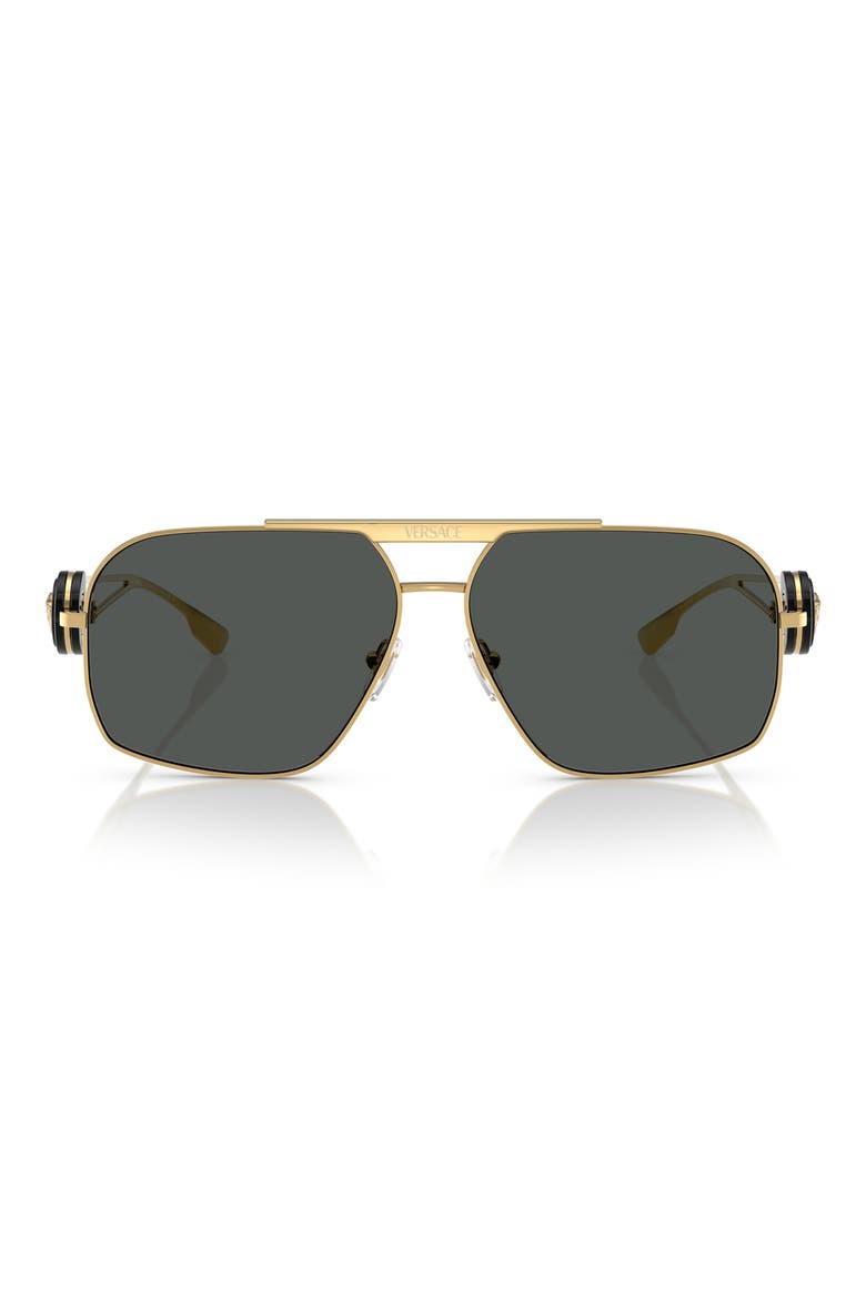62mm Medusa Medallion Oval Sunglasses, Main, color, GOLD