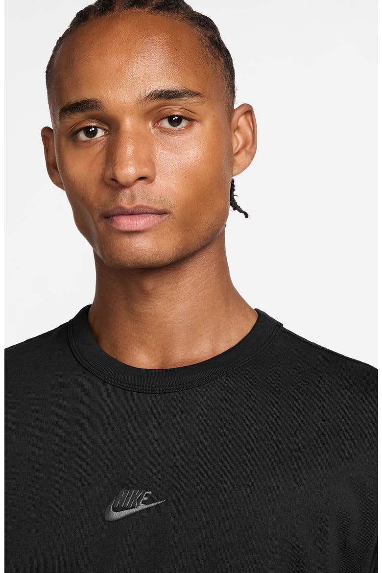 Sportswear Embroidered Swoosh Cotton T-Shirt, Alternate, color, BLACK