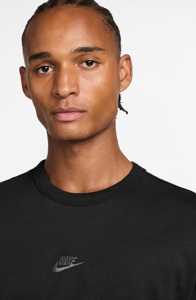 Nike Sportswear Embroidered Swoosh Cotton T-Shirt, Alternate, color, Black