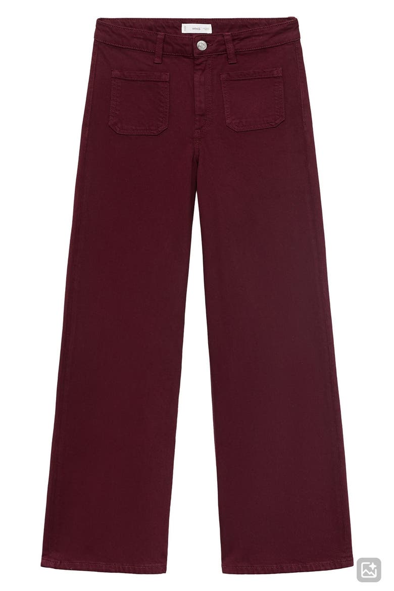 Patch Pocket Mid Rise Culotte Wide Leg Jeans, Alternate, color, BURGUNDY