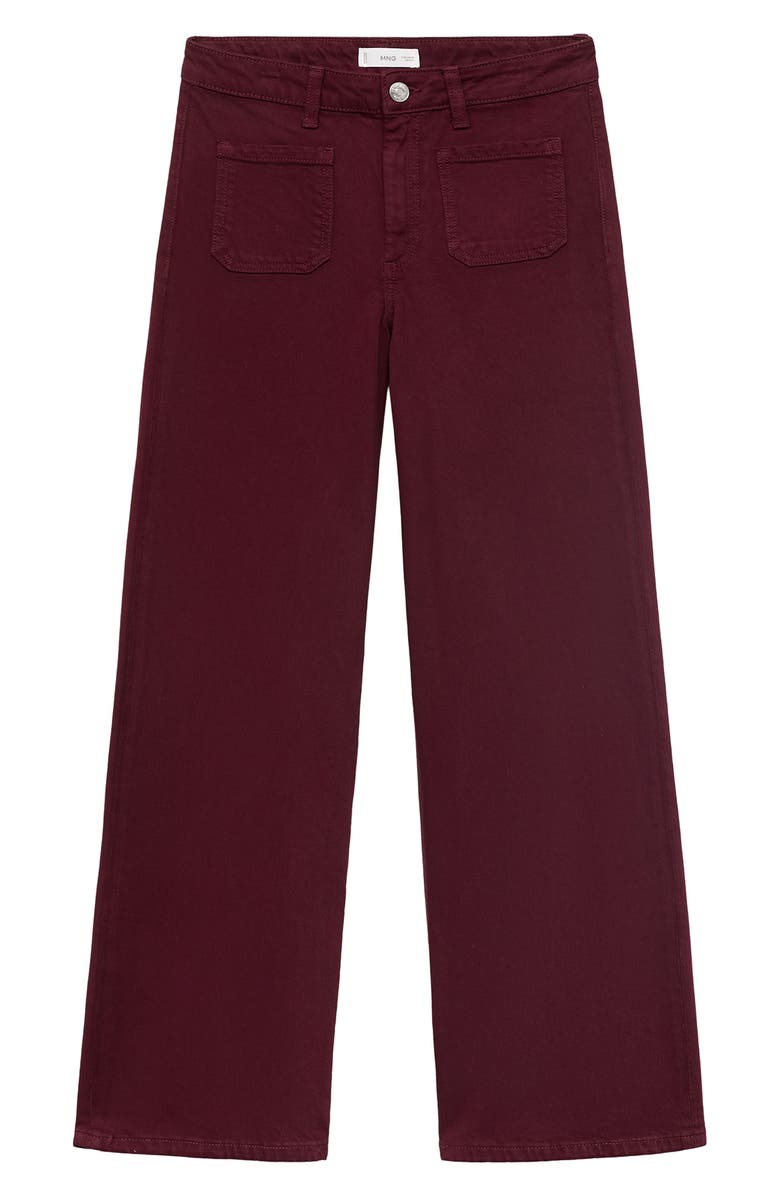 MANGO TEEN Patch Pocket Mid Rise Culotte Wide Leg Jeans, Alternate, color, Burgundy
