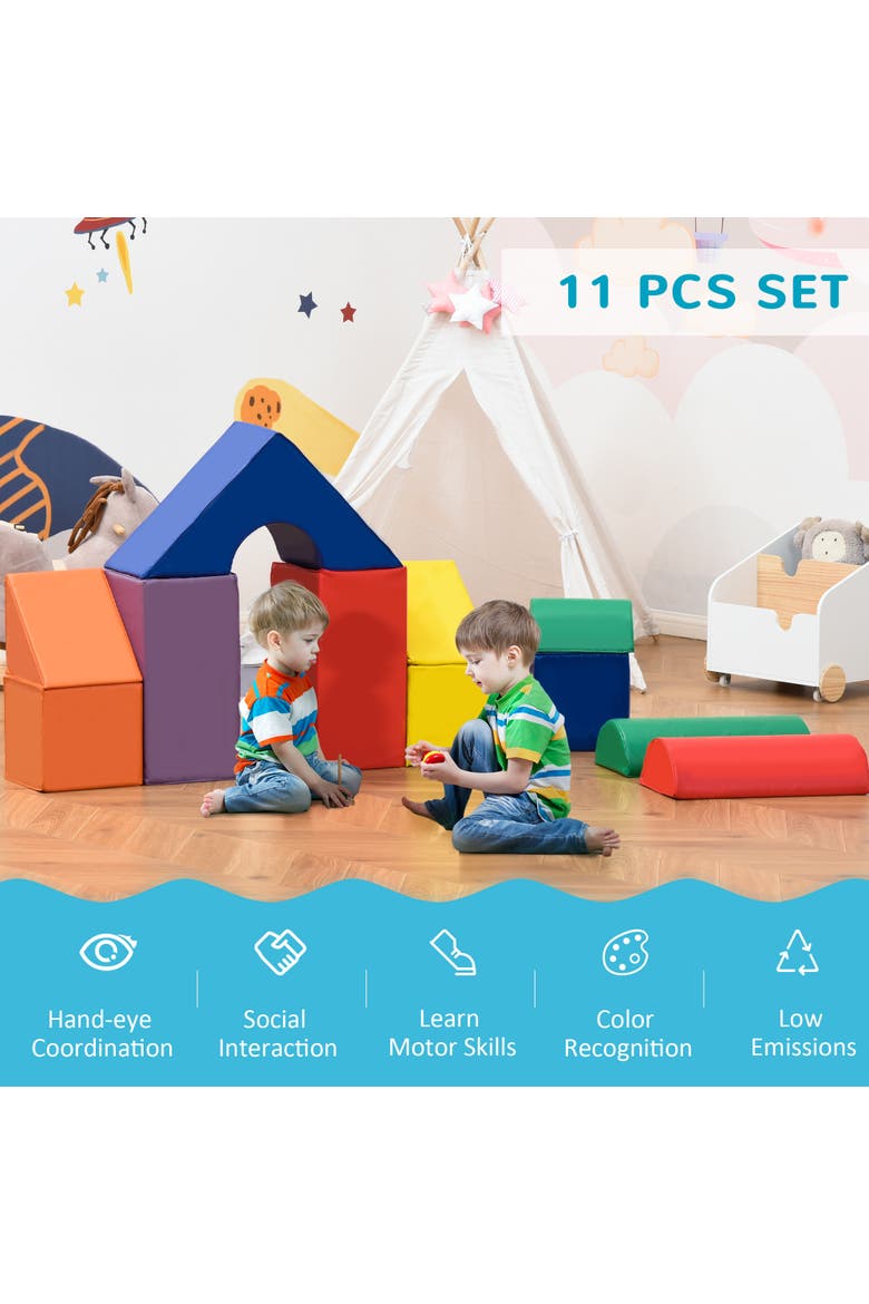11-Piece Kids Crawl and Climb Activity Play Set, Toddler Soft Foam Structure, Alternate, color, Assorted
