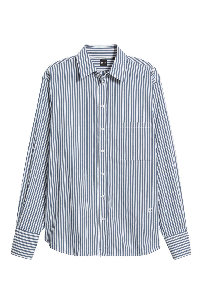 Saturday Stripe Woven Shirt, Alternate, color, TANZANITE STRIPE