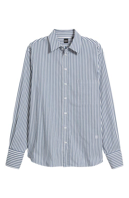 Hugo Boss Boss Saturday Stripe Woven Shirt In Blue