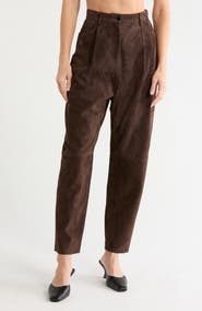 Longchamp High Waist Pleated Leather Trousers