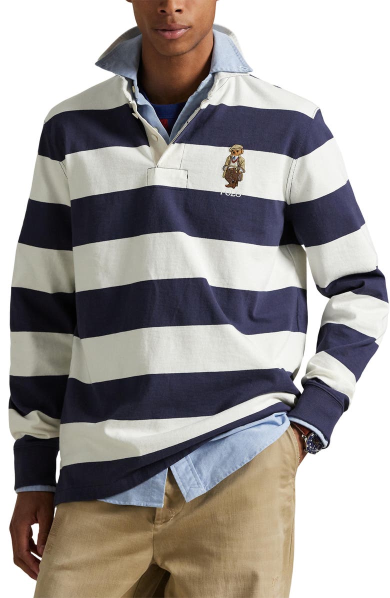 Polo Ralph Lauren Polo Bear Stripe Rugby Shirt, Main, color, 