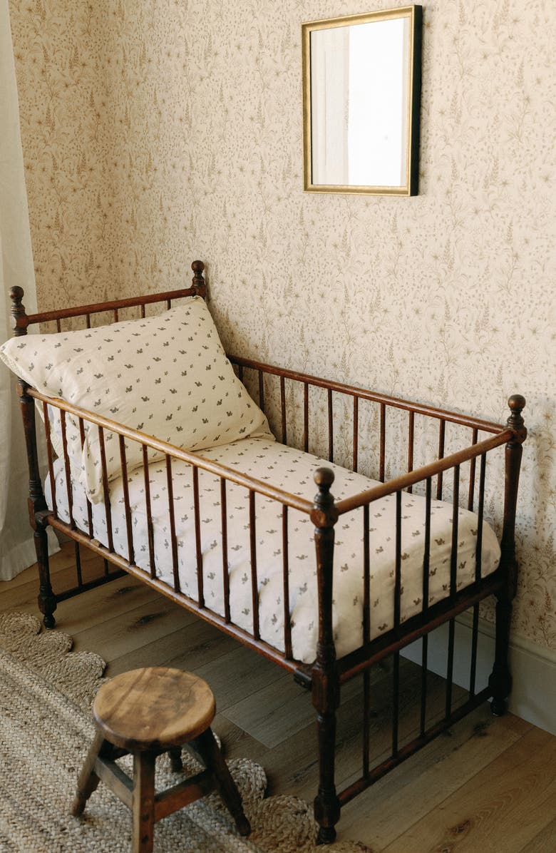 Oilo Print Organic Cotton Crib Sheet, Alternate, color, Eggshell