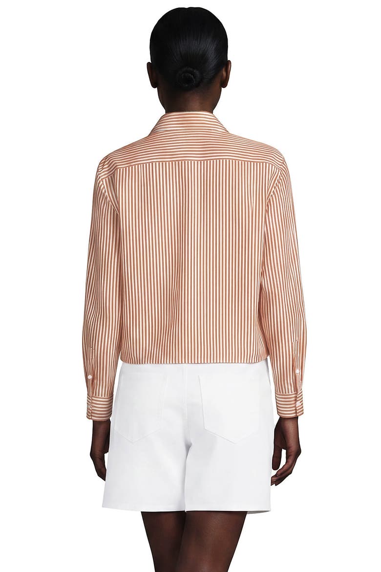 No Iron Boxy Cropped Shirt, Alternate, color, Vintage Amber/White Stripe