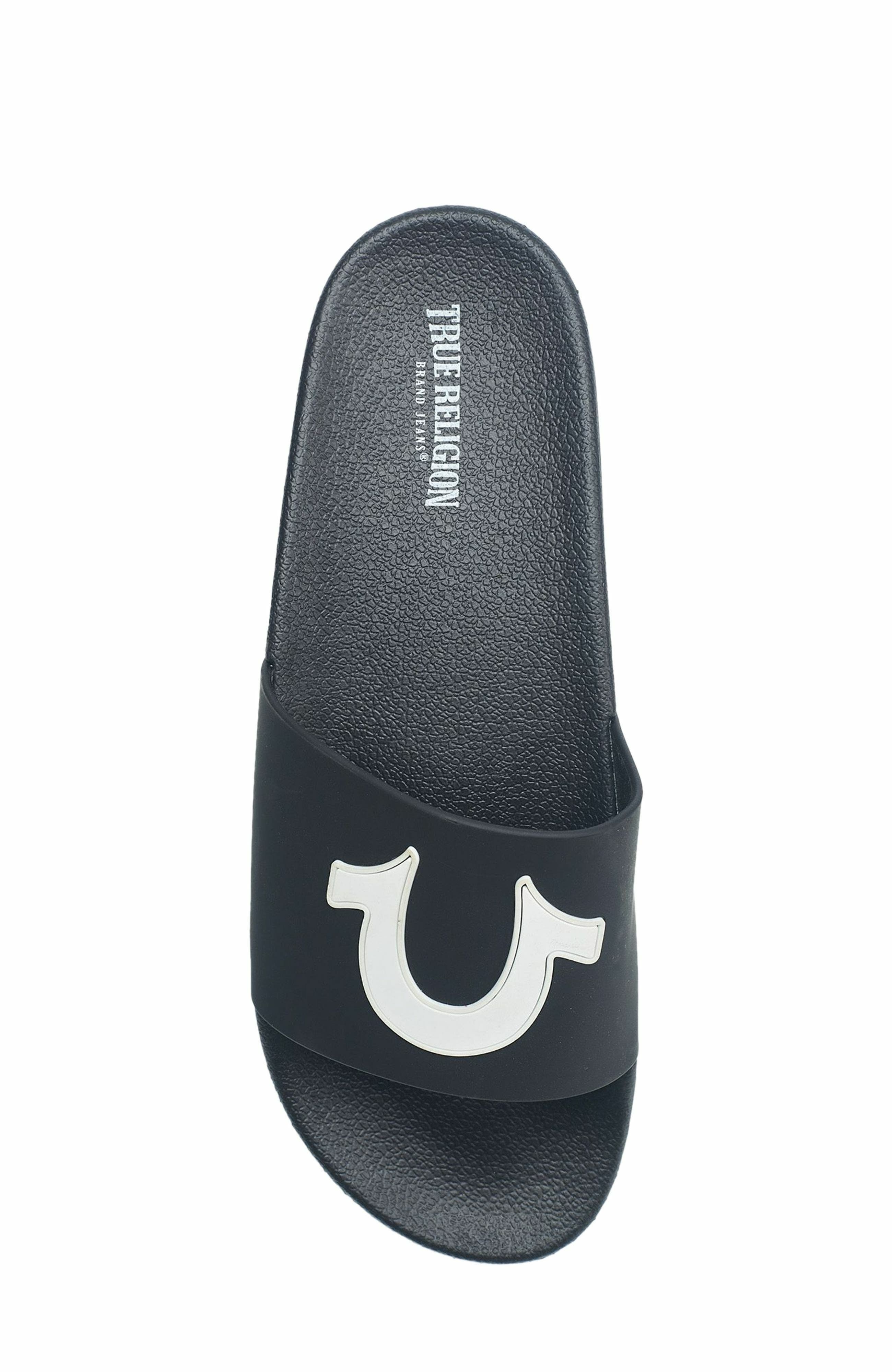 True Religion 112 Logo Slide, Alternate, color, Black