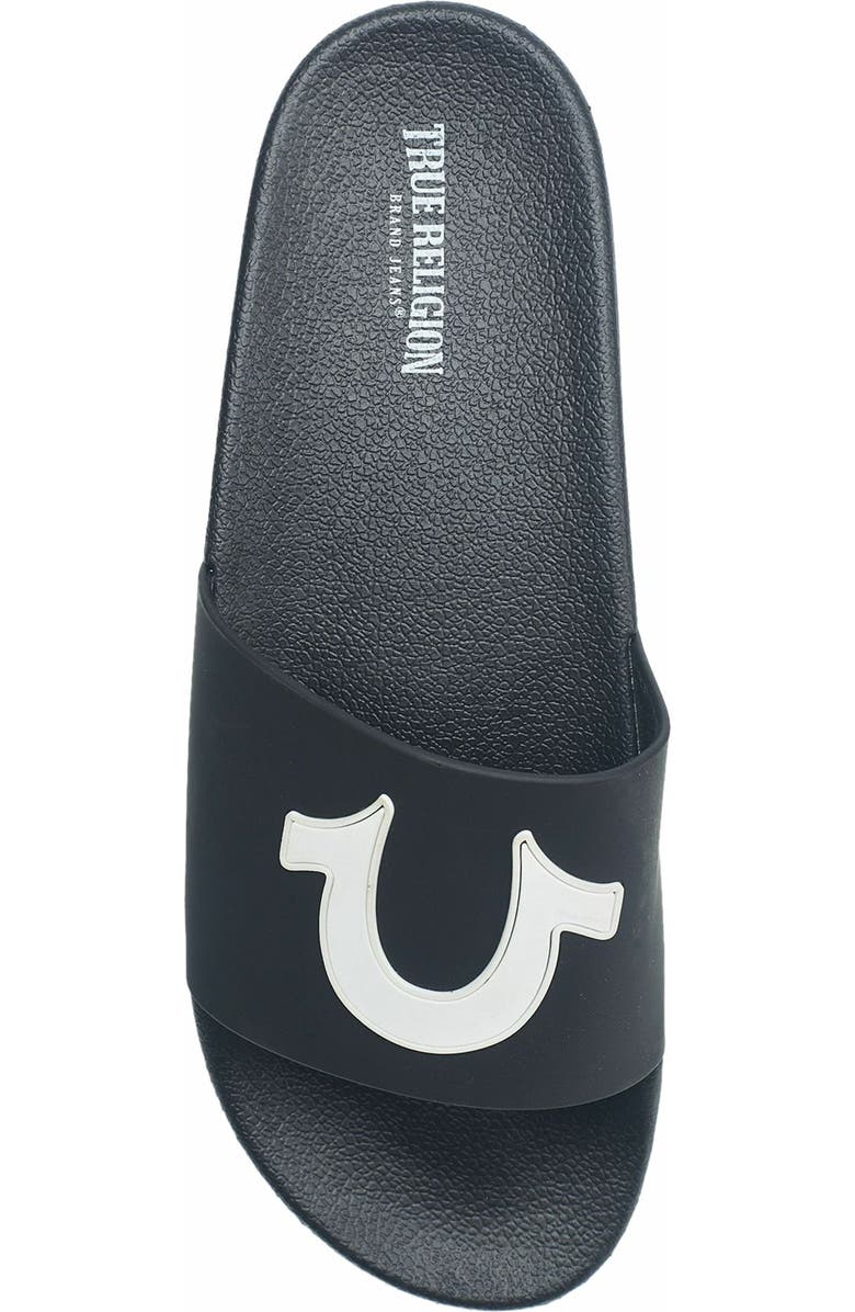 True Religion 112 Logo Slide, Alternate, color, Black