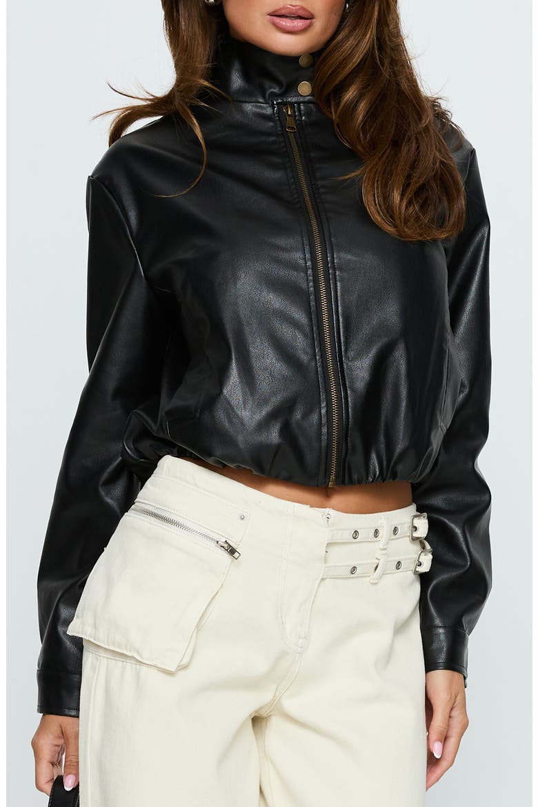 Monay Faux Leather Jacket, Main, color, BLACK