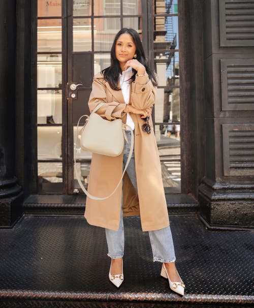 Gigi New York Selena Leather Bucket Bag In Ivory