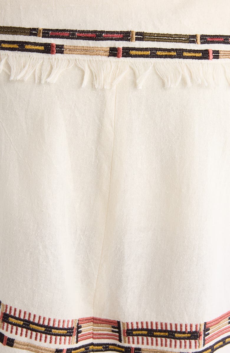 Isabel Marant Feriel Embroidered Fringe Silk Wrap Skirt, Alternate, color, Ecru