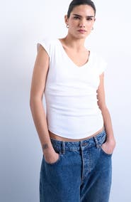 Topshop Rib V-Neck T-Shirt