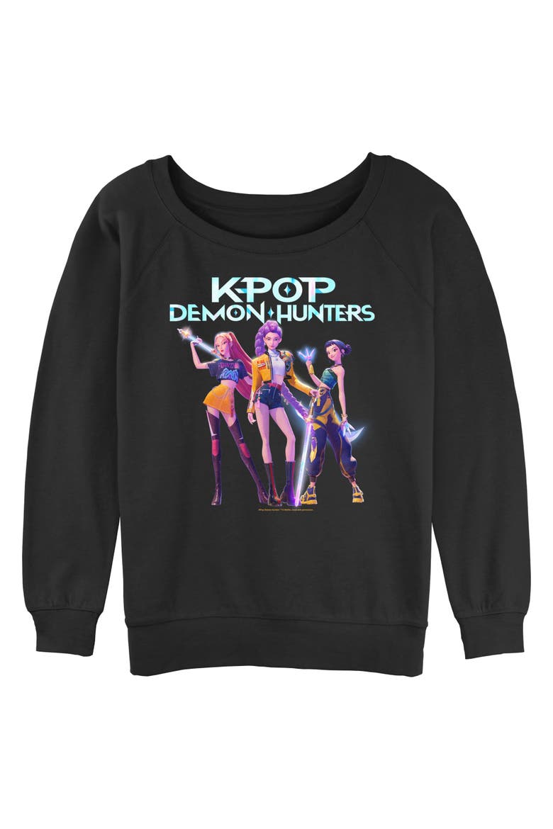 Junior's KPop Demon Hunters Huntrix Girls Logo  Sweatshirt, Main, color, Black: Girls Logo