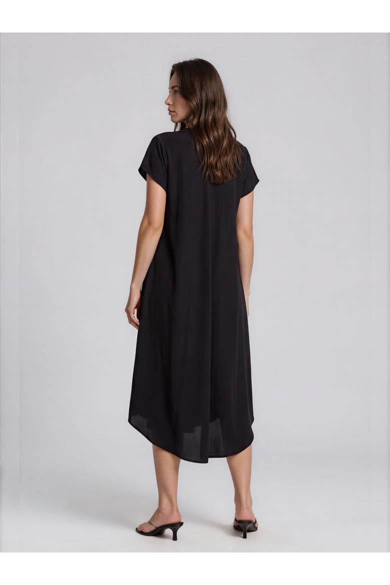 Manebili V-Neck Draped Midi Dress, Alternate, color, Black