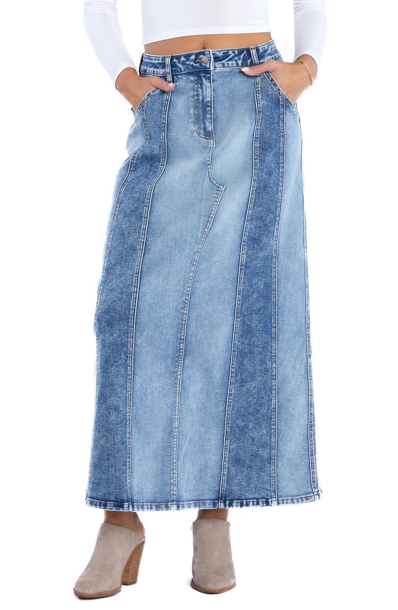 Wash Lab Denim Road Trip Denim Maxi Skirt, Main, color, Mix Blue