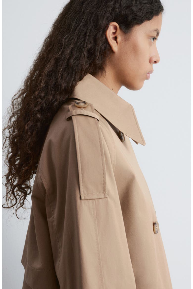 Double Breasted Cotton Crop Trench Jacket, Alternate, color, BEIGE MEDIUM DUSTY