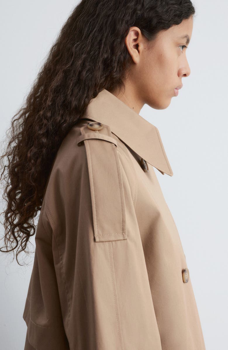 & Other Stories Double Breasted Cotton Crop Trench Jacket, Alternate, color, Beige Medium Dusty