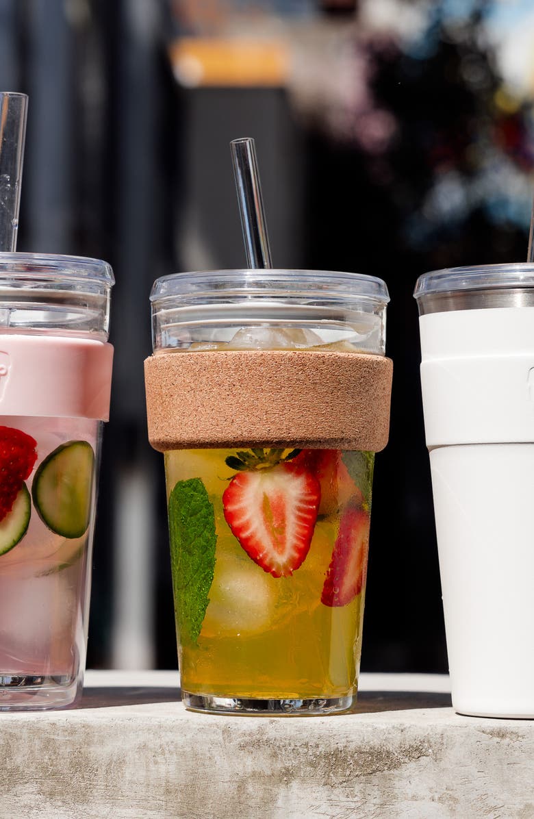 KEEPCUP Cold Cup Cork with Coffee Straw, Alternate, color, Clear